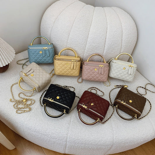 Cross-border diamond lattice chain handbag bag women's autumn new personality box bag foreign casual shoulder crossbody bag