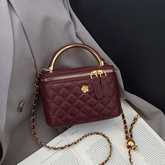 Cross-border diamond lattice chain handbag bag women's autumn new personality box bag foreign casual shoulder crossbody bag
