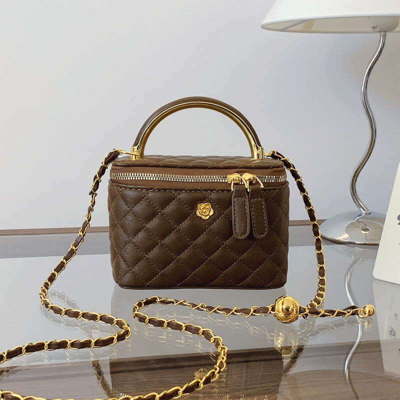 Cross-border diamond lattice chain handbag bag women's autumn new personality box bag foreign casual shoulder crossbody bag