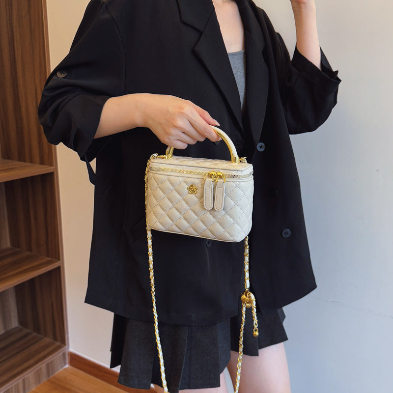 Cross-border diamond lattice chain handbag bag women's autumn new personality box bag foreign casual shoulder crossbody bag