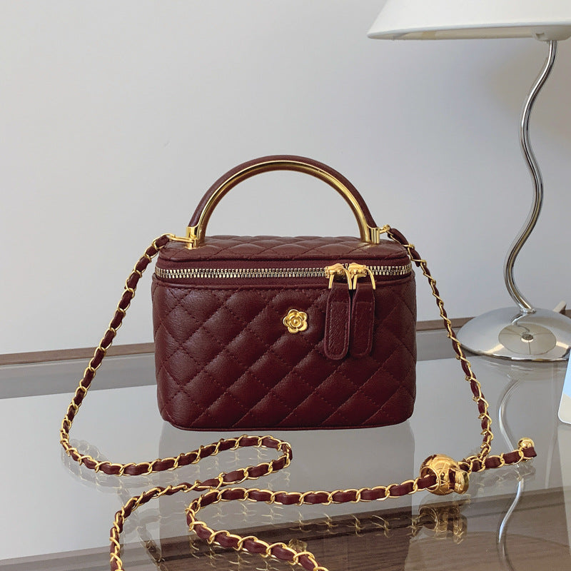 Cross-border diamond lattice chain handbag bag women's autumn new personality box bag foreign casual shoulder crossbody bag